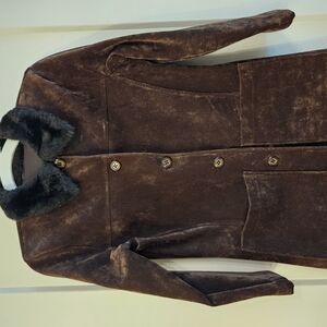 Vintage Brown Faux Fur Collar Coat